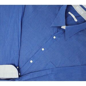 Burma Bibas Shirt Men's Large Blue Micro Dot L/S Button Up Stretch Flip Cuff EUC